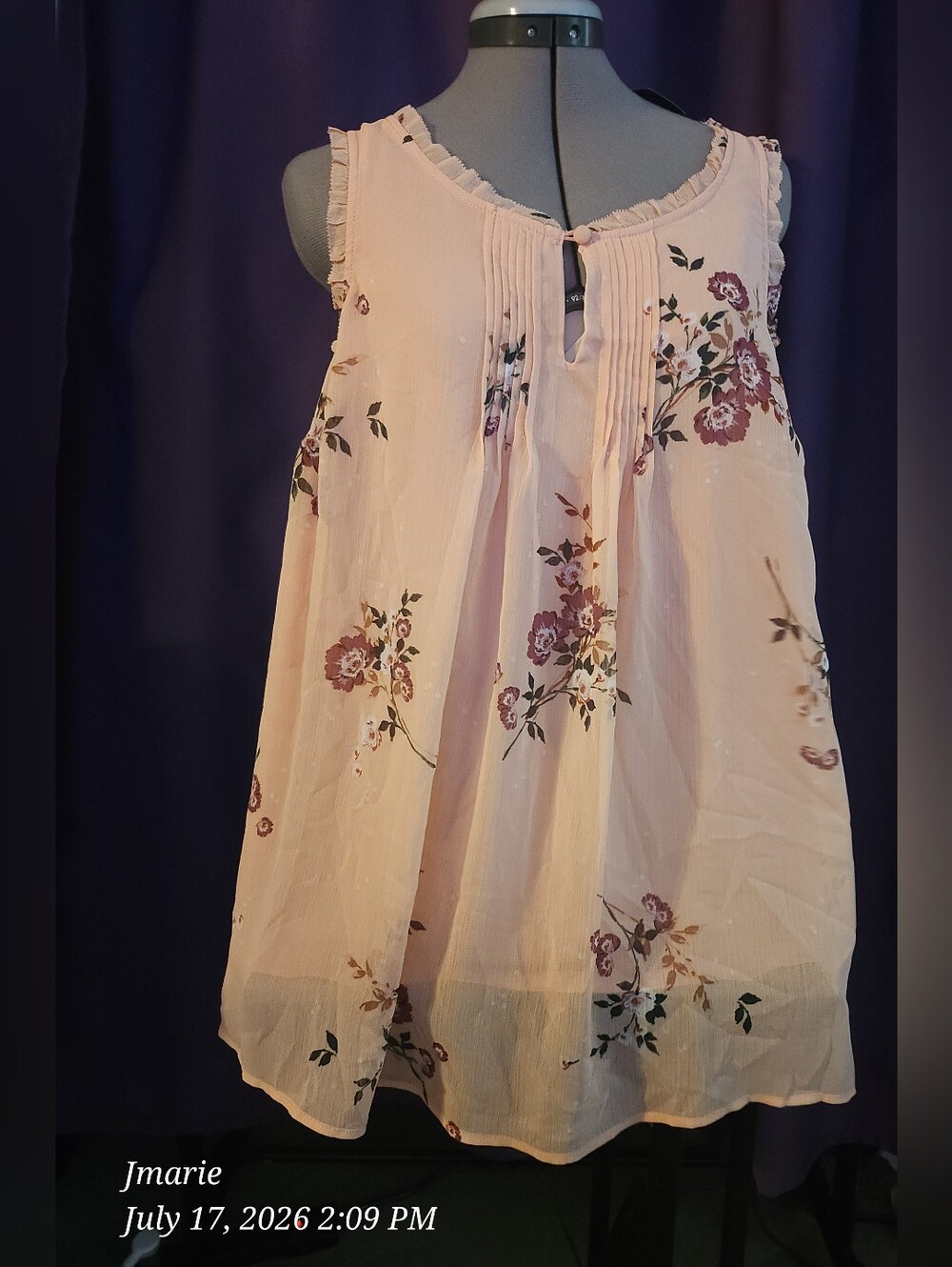 torrid Blush Pink Floral Pintuck Sleeveless Camisole